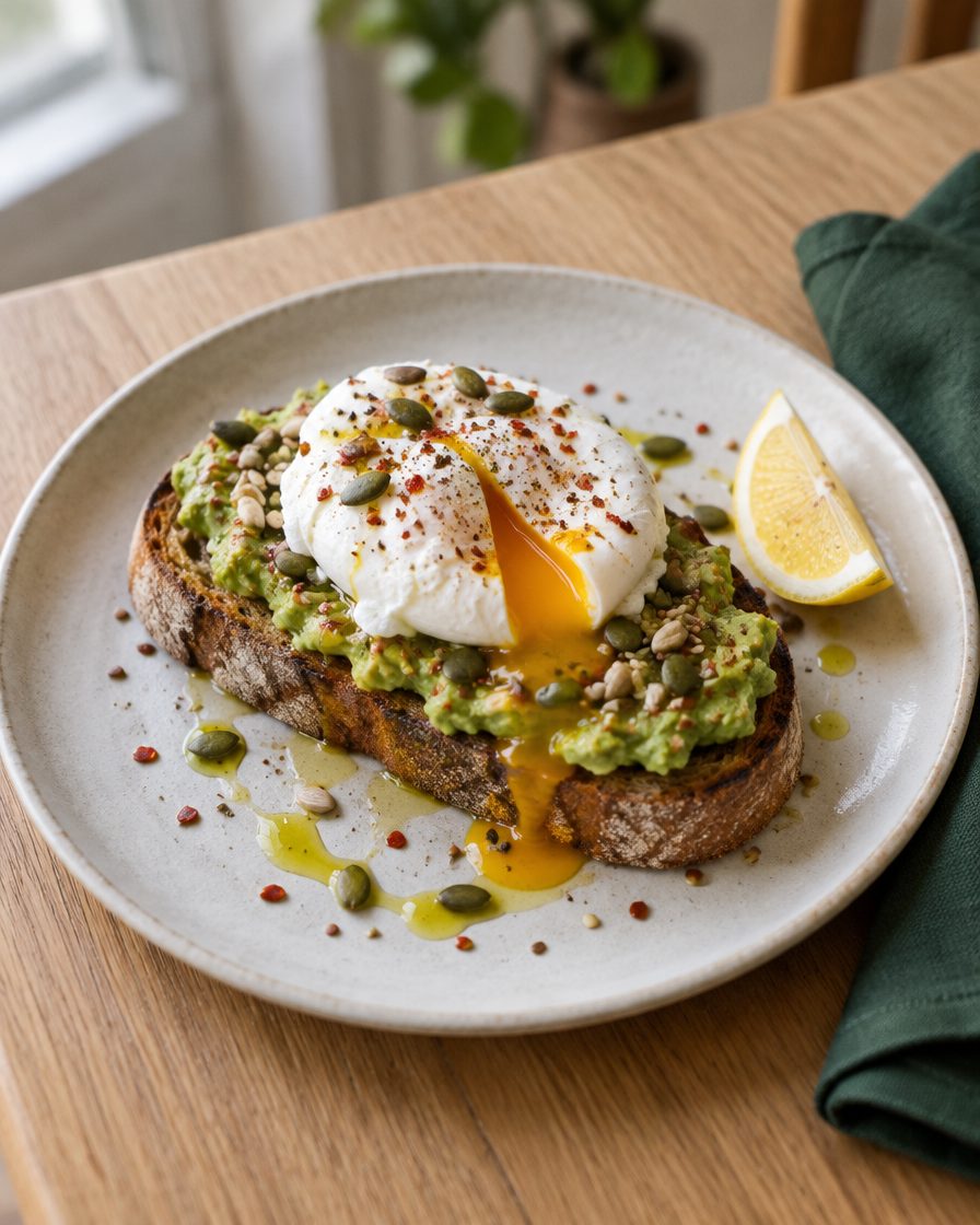 Œufs brouillés, levain grillé