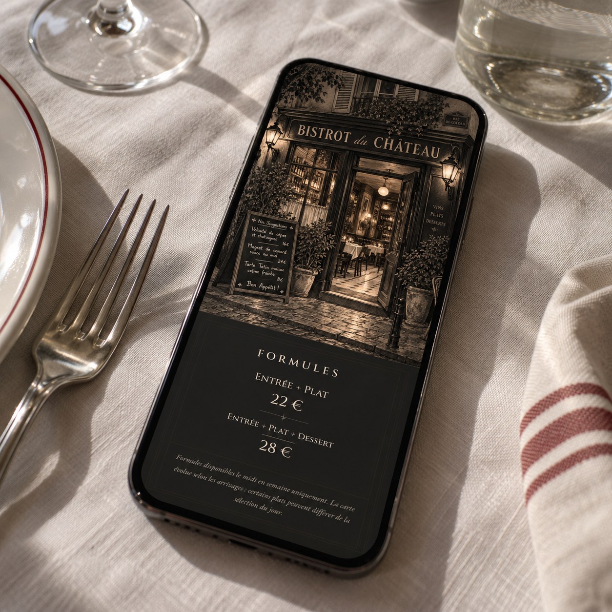 La carte Bistrot du Château sur téléphone