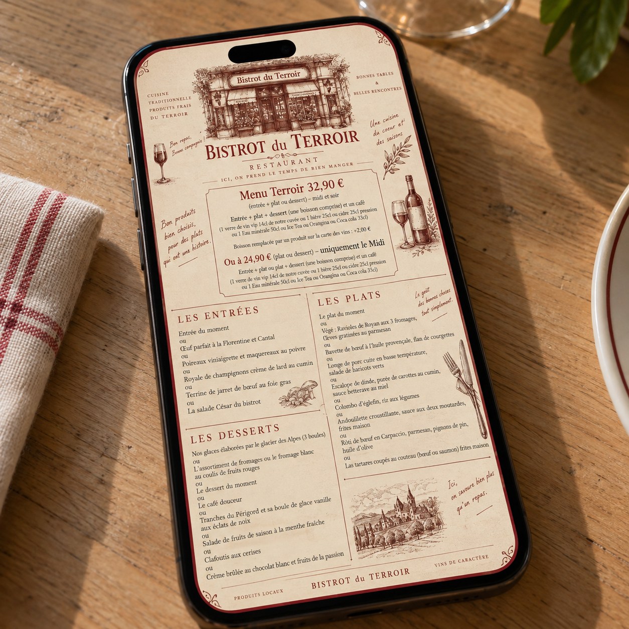 La carte Bistrot du Terroir sur téléphone