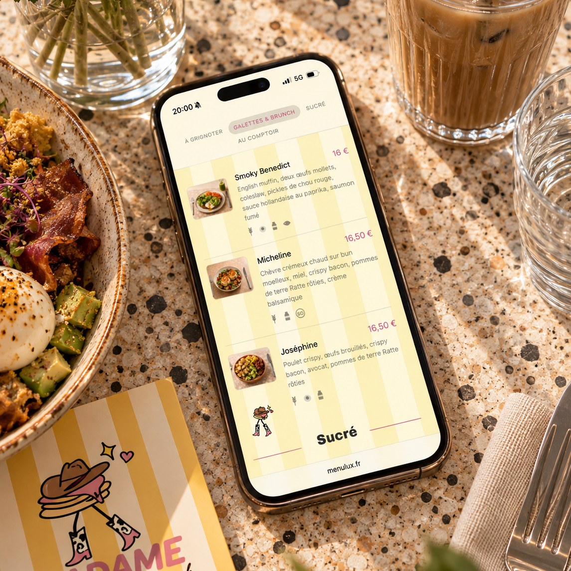 La carte Madame Café sur téléphone
