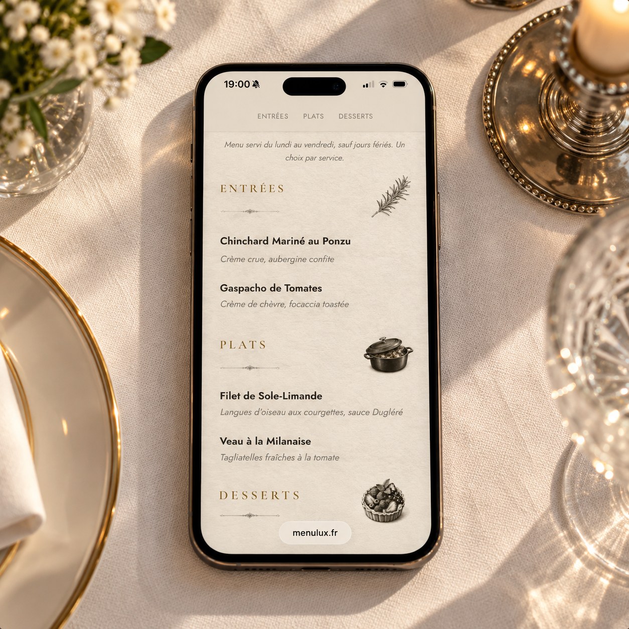 La carte Hostellerie du Royal-Lieu sur téléphone